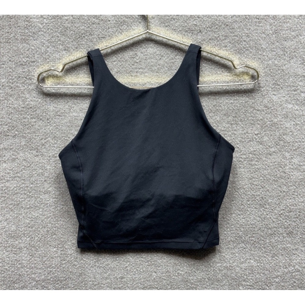 Lululemon Align high Neck Tank  Crop Top Womens 8 Black *SQUARE DOT EUC Yoga